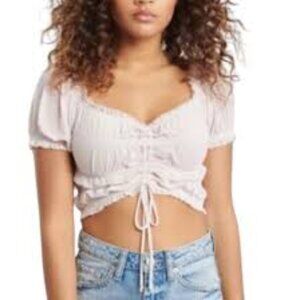 Garage Light Pink Off Shoulder Crop Top